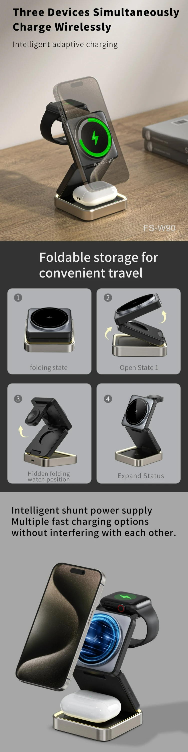3 In 1 Magnetic Wireless Charger Foldable Trending Products 2024 New Arrival With Night Light 3 In 1 Magnetic Wireless Charger Foldable Trending Products 2024 New Arrival With Night Light