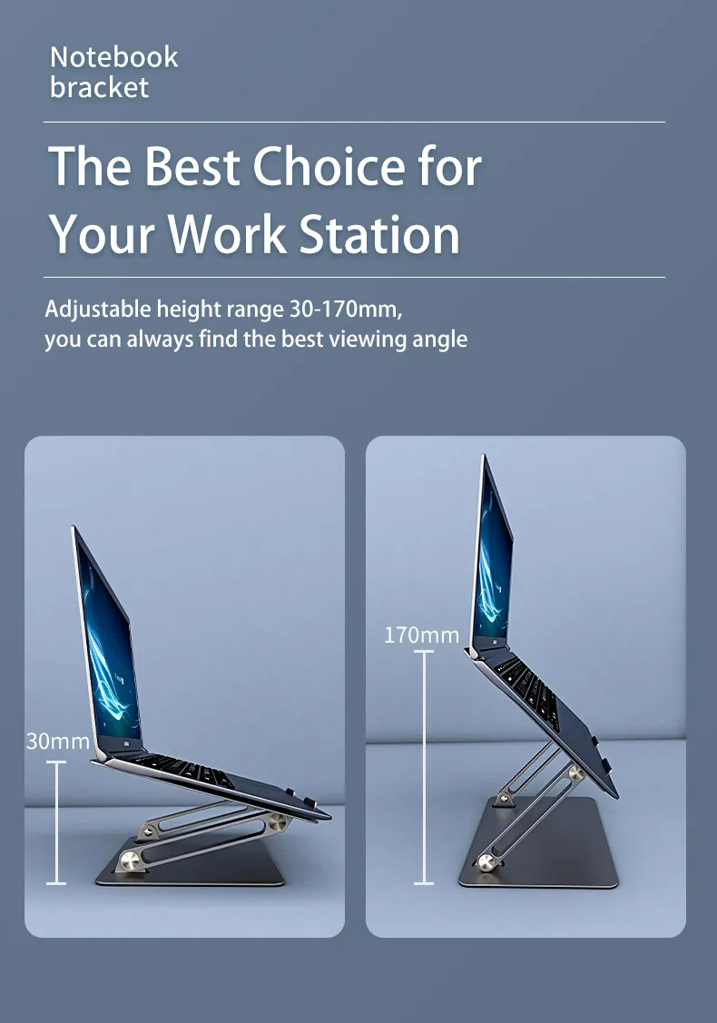 Hot Sale Oem Adjustable Aluminum Laptop Stand Portable Foldable Notebook Holder Riser Metal Notebook