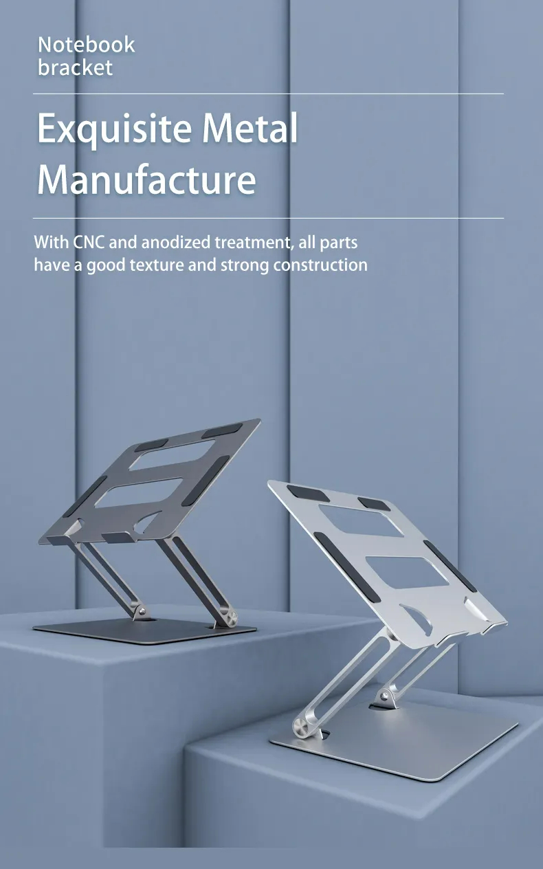 Hot Sale Oem Adjustable Aluminum Laptop Stand Portable Foldable Notebook Holder Riser Metal Notebook
