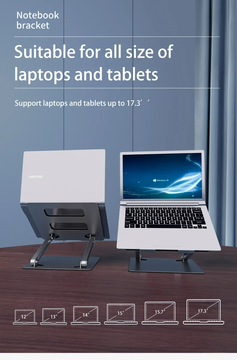 Hot Sale Oem Adjustable Aluminum Laptop Stand Portable Foldable Notebook Holder Riser Metal Notebook