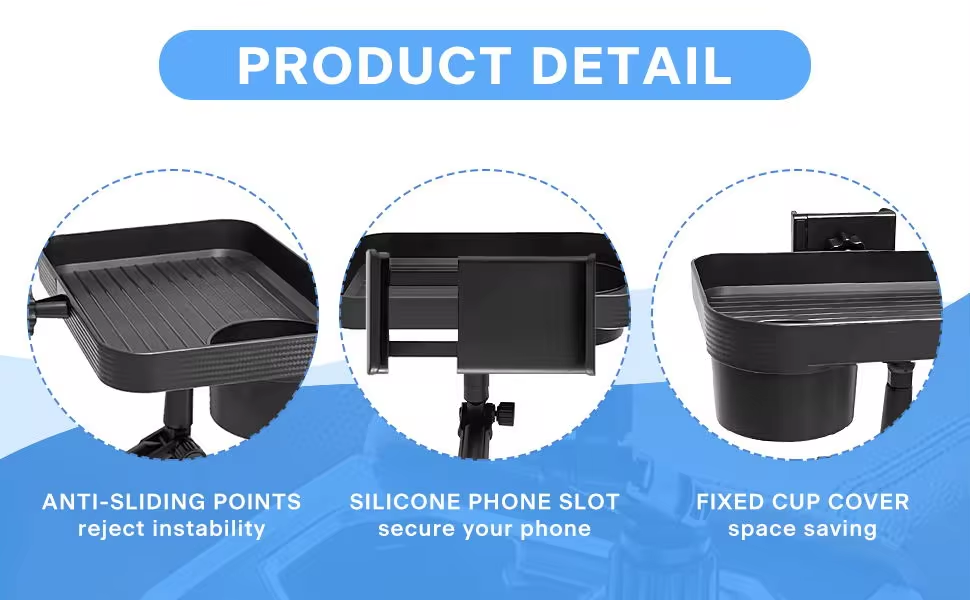 NEW universal Multi-funtional High Quality Black 360 Degree Rotatable Snack Food Tray Holder