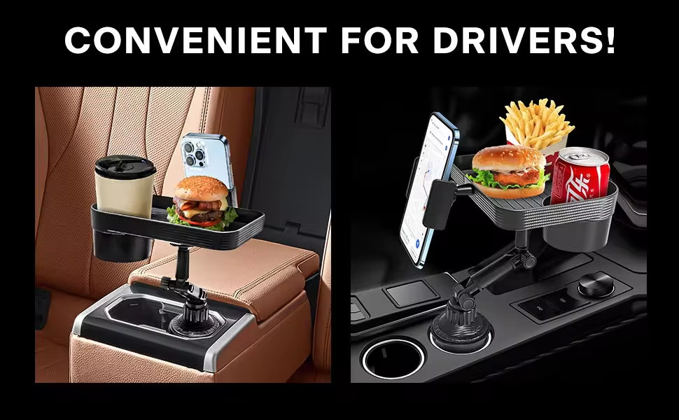 NEW universal Multi-funtional High Quality Black 360 Degree Rotatable Snack Food Tray Holder