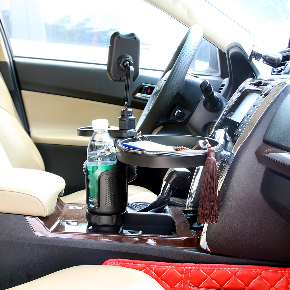 4 in 1 Newest 360 Degree Rotation Car Cup Holder Tray with Phone Slot Swivel Arm and Cup Holder
