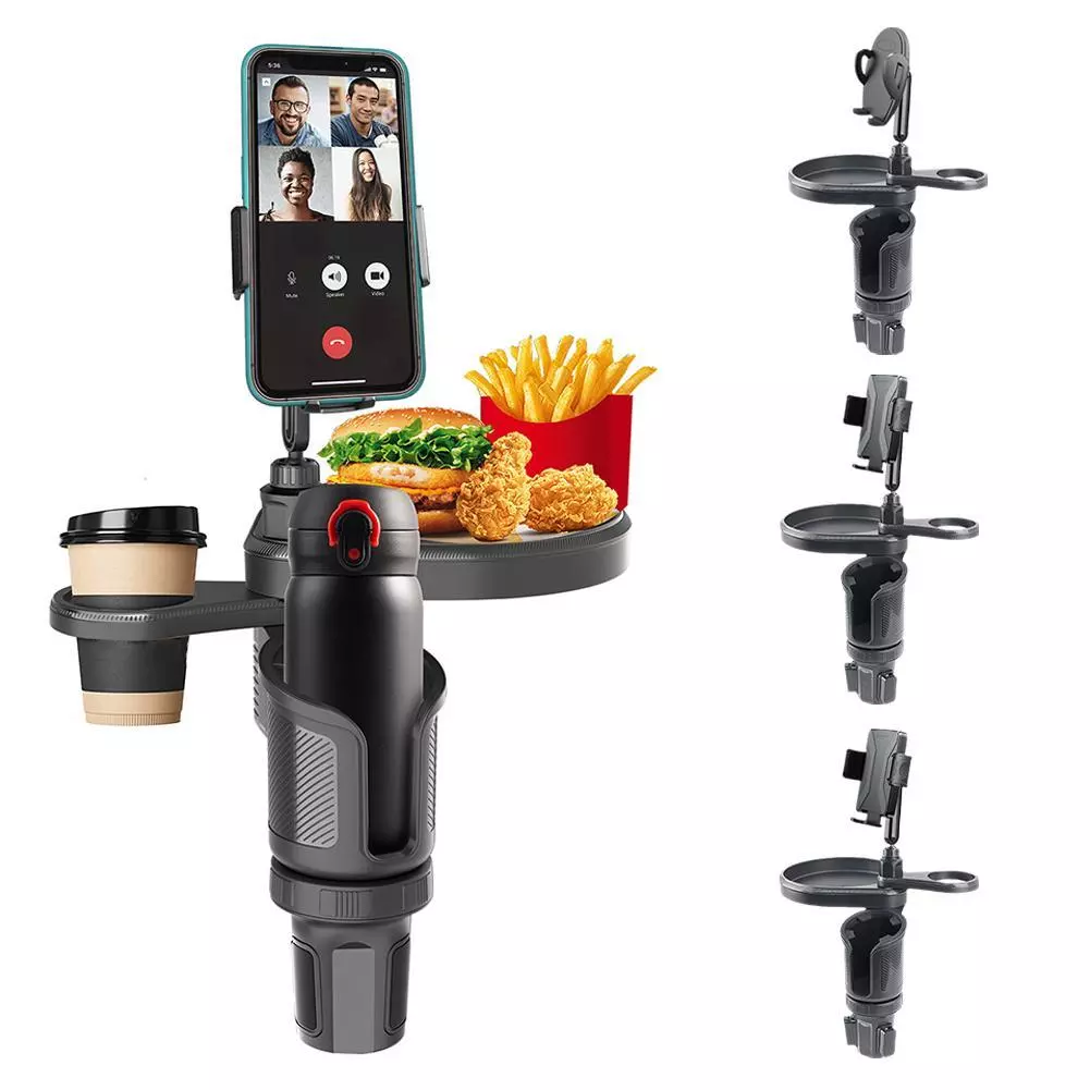 4 in 1 Newest 360 Degree Rotation Car Cup Holder Tray with Phone Slot Swivel Arm and Cup Holder