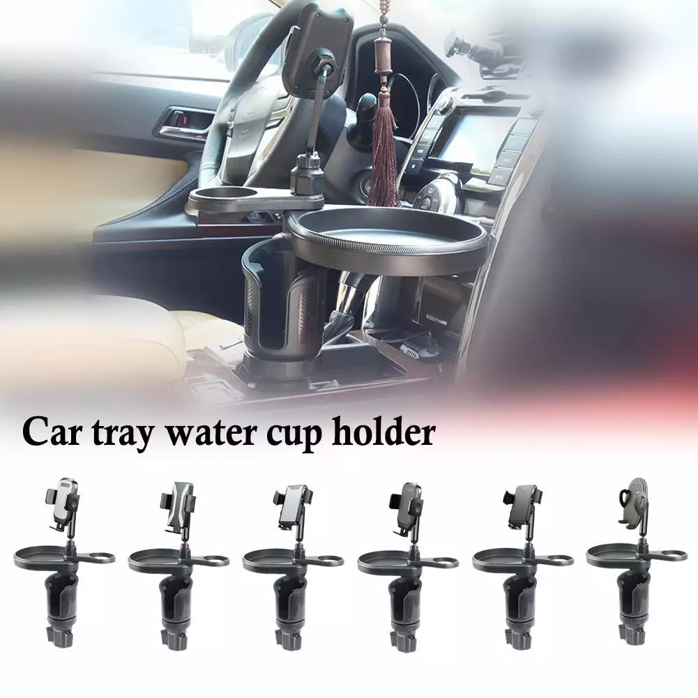 4 in 1 Newest 360 Degree Rotation Car Cup Holder Tray with Phone Slot Swivel Arm and Cup Holder