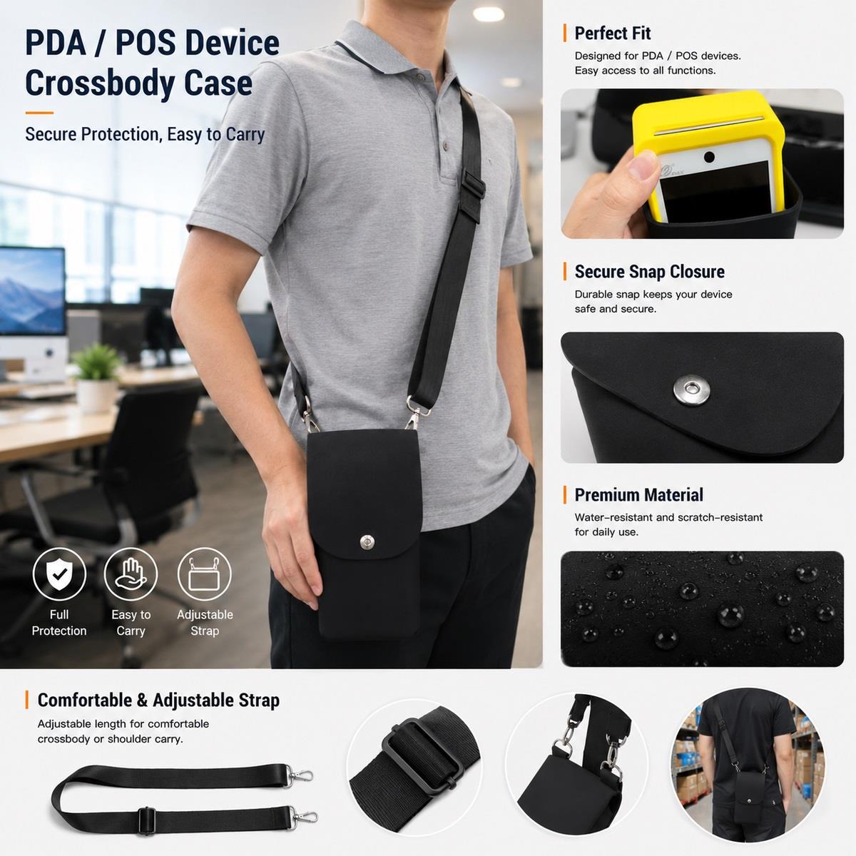 Universal POS Terminal Protective Carrying Case With Adjustable Shoulder Strap
