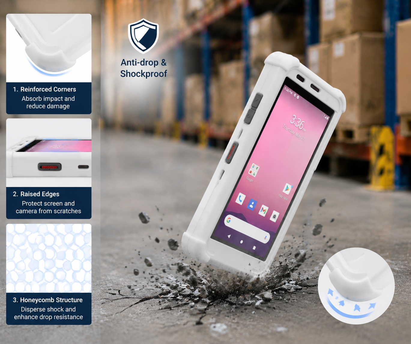 Honeywell EDA56 PDA Silicone Case – Rugged Shockproof 1D/2D Barcode Scanner Cover