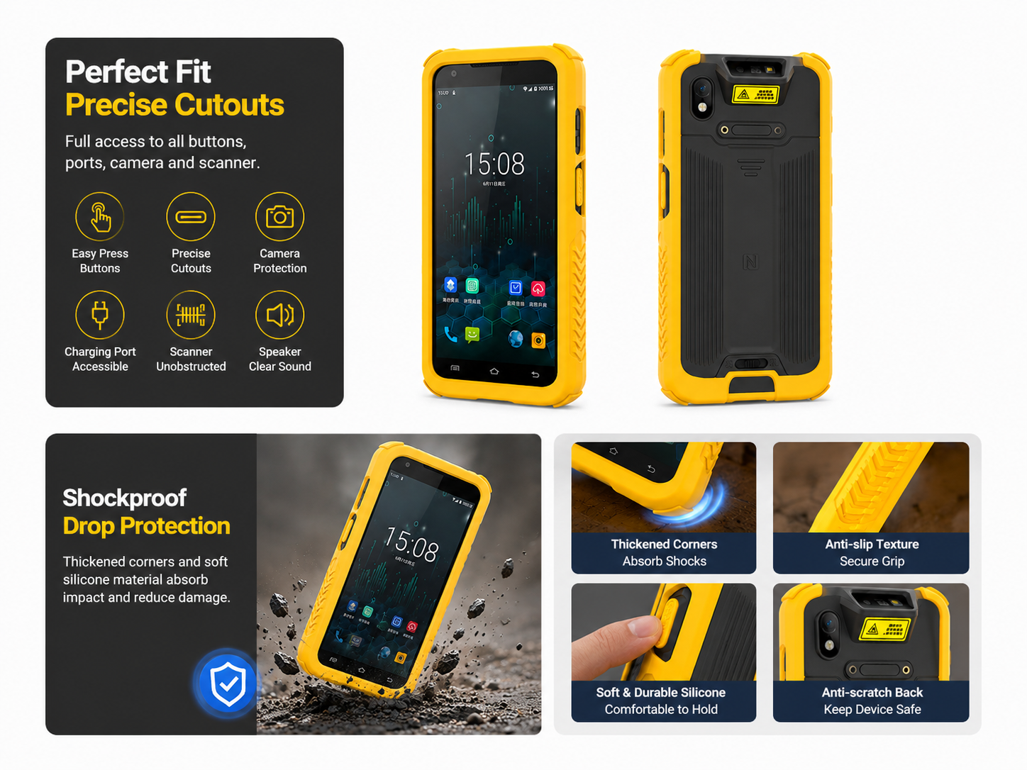 Custom Silicone Protective Case for Newland MT95 PDA Scanner | Shockproof Rubber Cover for Handheld 