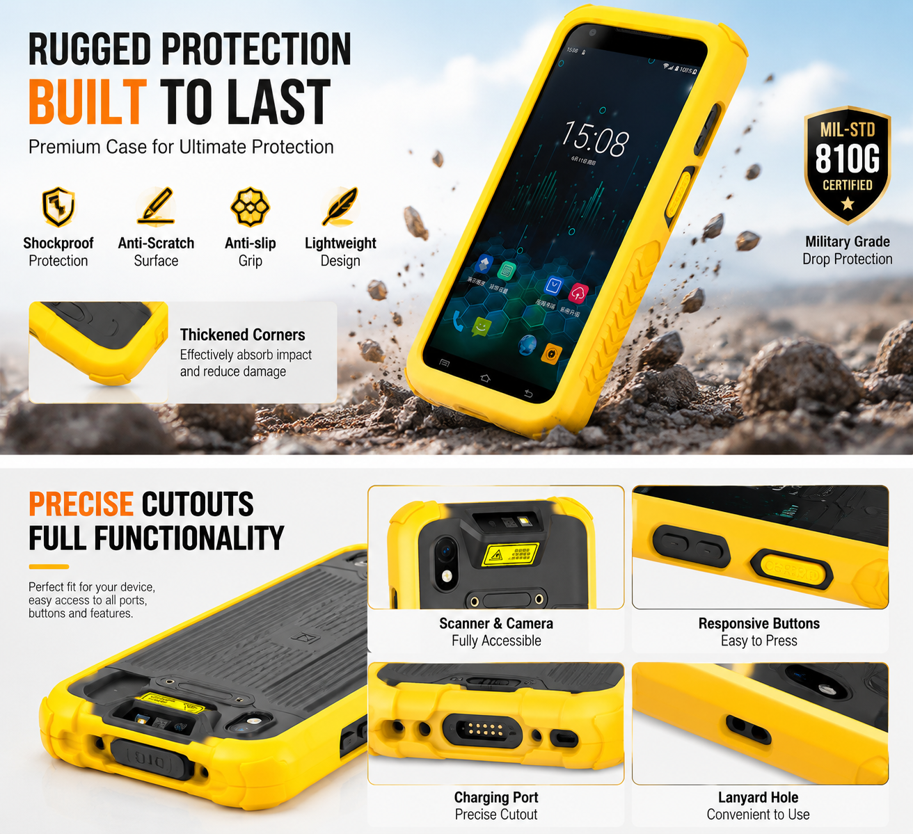 Custom Silicone Protective Case for Newland MT95 PDA Scanner | Shockproof Rubber Cover for Handheld 