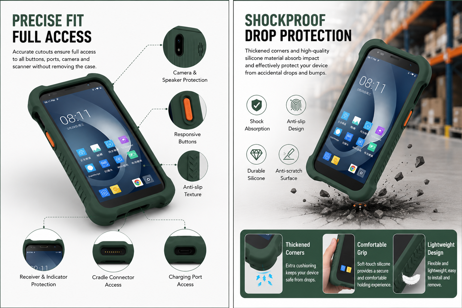 Shockproof Silicone Protective Case for UROVO i6310 Pro Handheld PDA Barcode Scanner Terminal