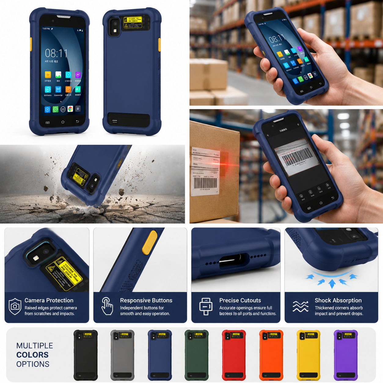 UROVO i6300 Silicone Protective Case Shockproof Anti-Slip Cover for 1D 2D Barcode Scanner PDA