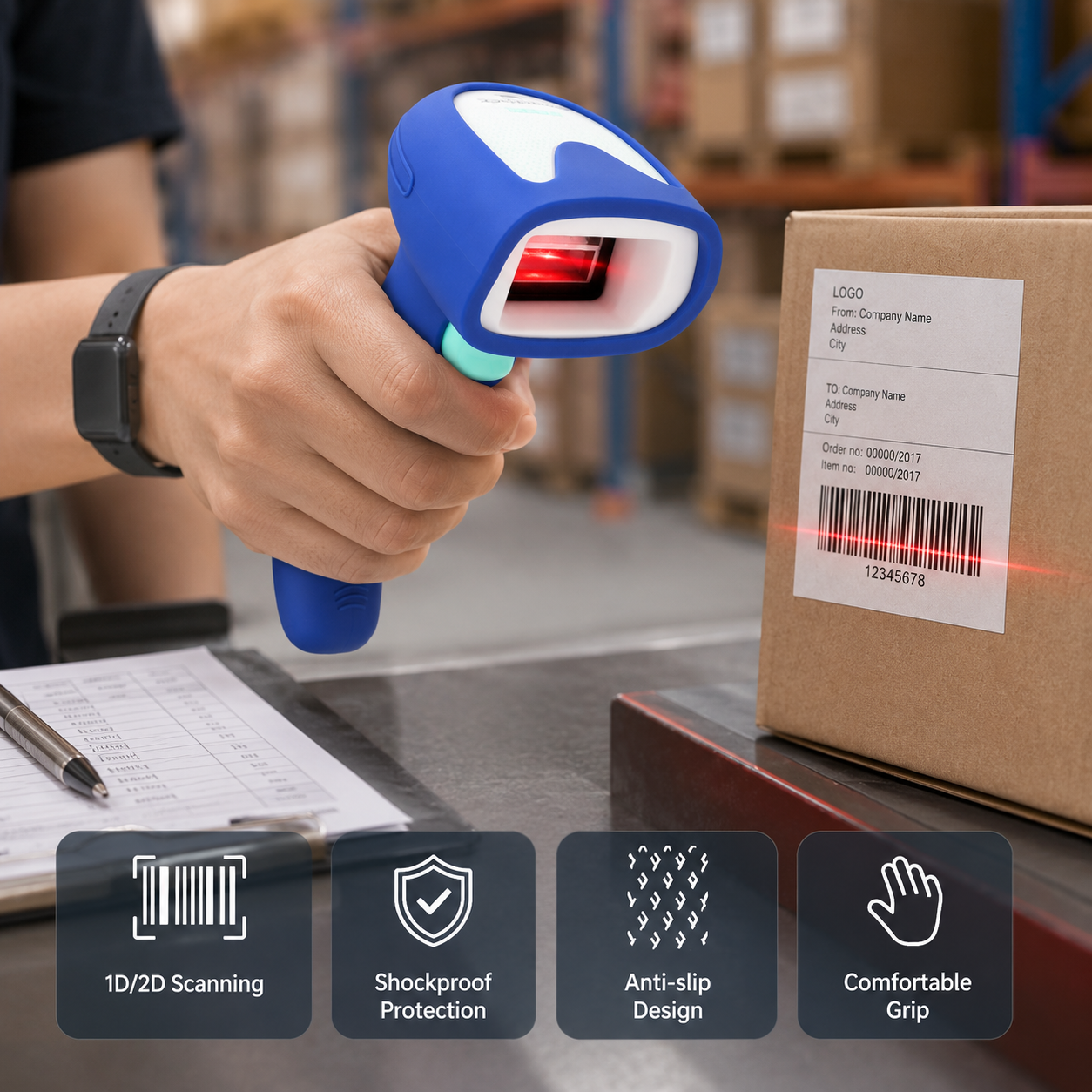 Silicone Protective Case for Wireless Barcode Scanner | Shockproof Anti-Slip Rubber Cover OEM Custom