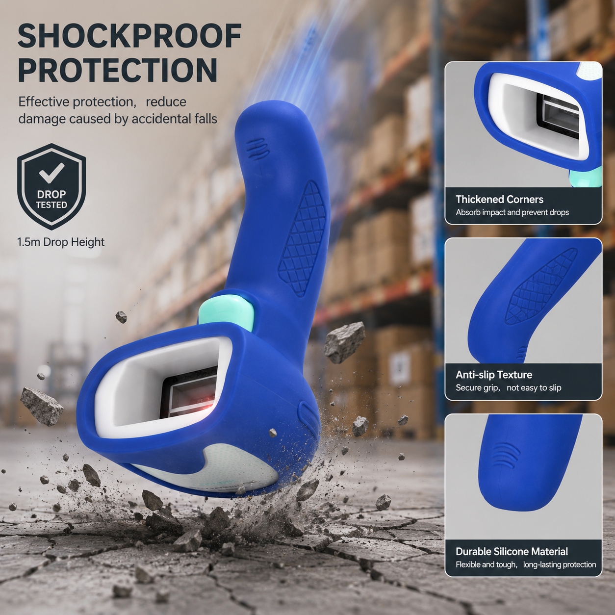 Silicone Protective Case for Wireless Barcode Scanner | Shockproof Anti-Slip Rubber Cover OEM Custom