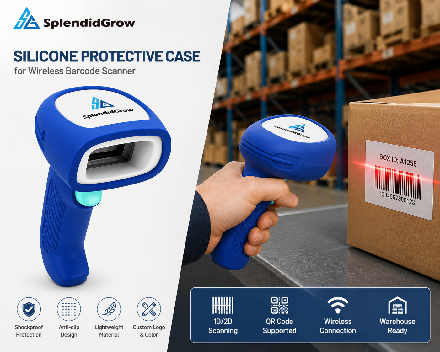 Silicone Protective Case for Wireless Barcode Scanner | Shockproof Anti-Slip Rubber Cover OEM Custom