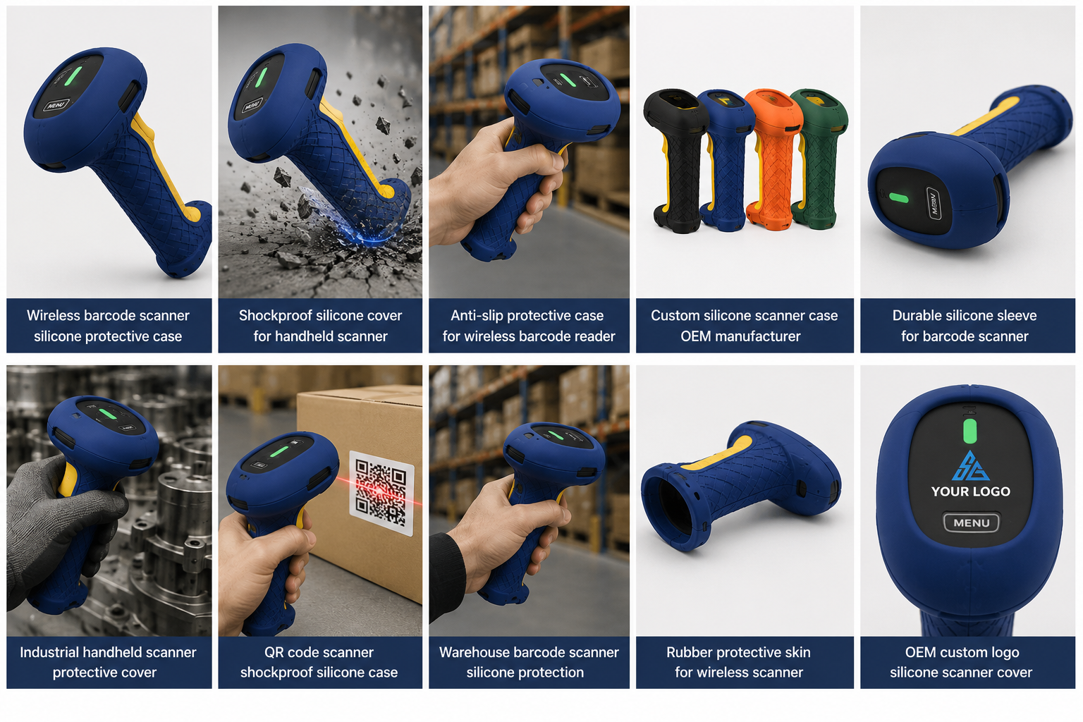 Wireless Shockproof Anti-Slip Barcode Scanner Silicone Case for 1D 2D QR Code Handheld Scanner