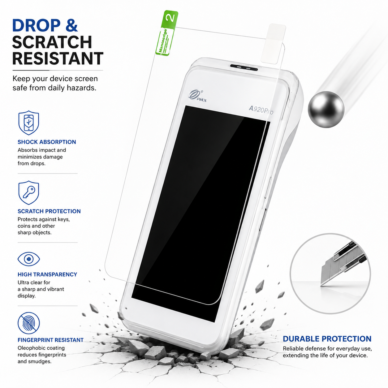 Custom Hydrogel Screen Protector Kit for PAX A920 Pro POS Terminal Anti-Scratch HD Protective Film Custom Hydrogel Screen Protector Kit for PAX A920 Pro POS Terminal Anti-Scratch HD Protective Film