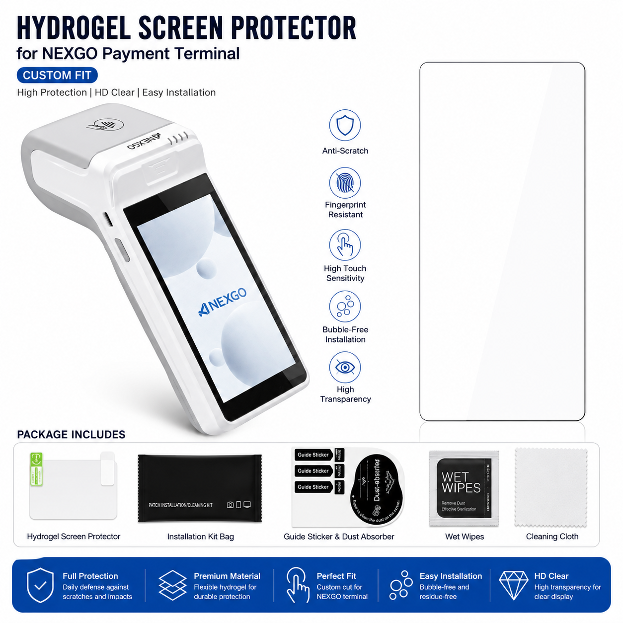 Custom Hydrogel Screen Protector for NEXGO N82 POS Terminal Anti-Scratch HD Protective Film Custom Hydrogel Screen Protector for NEXGO N82 POS Terminal Anti-Scratch HD Protective Film