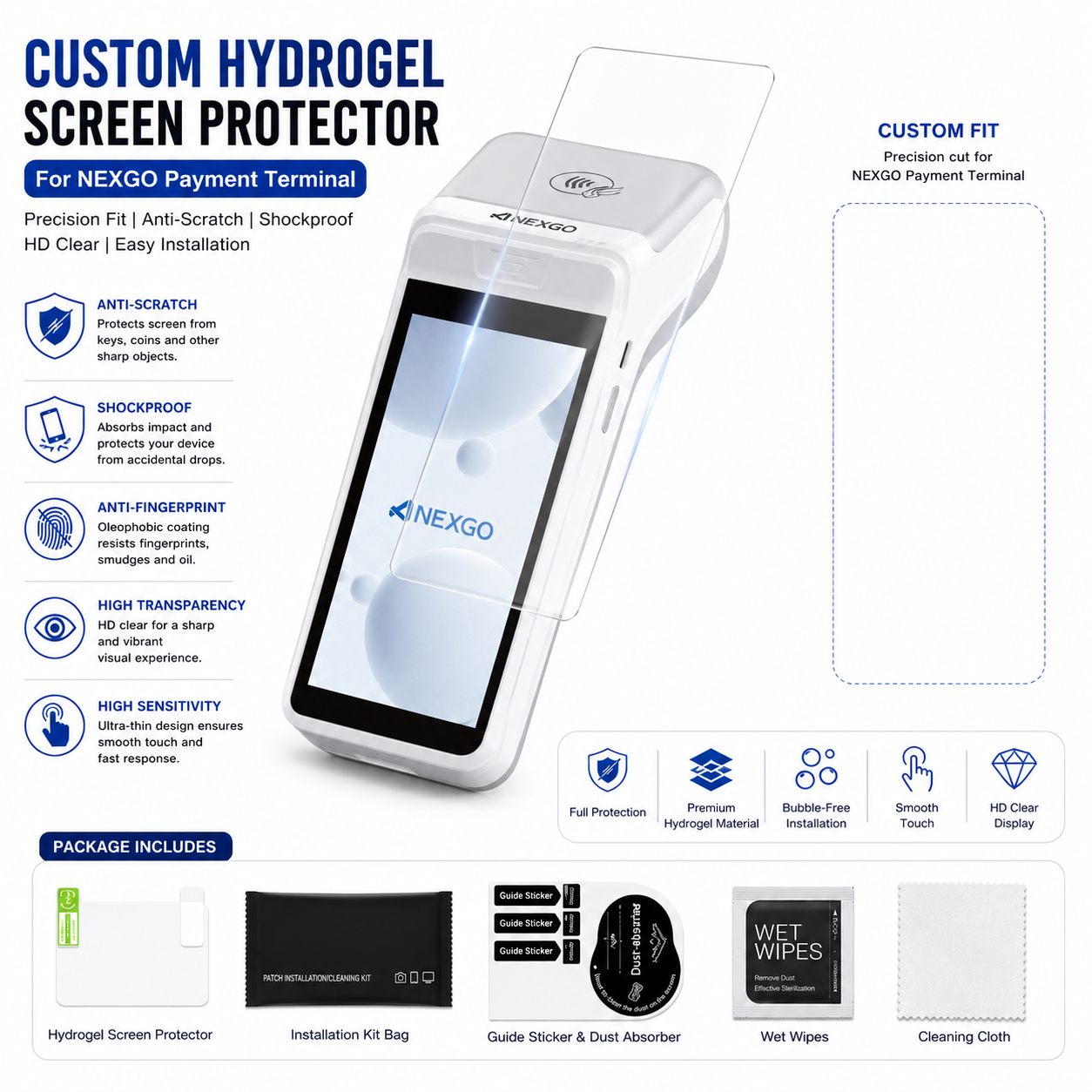 Custom Hydrogel Screen Protector for NEXGO N82 POS Terminal Anti-Scratch HD Protective Film