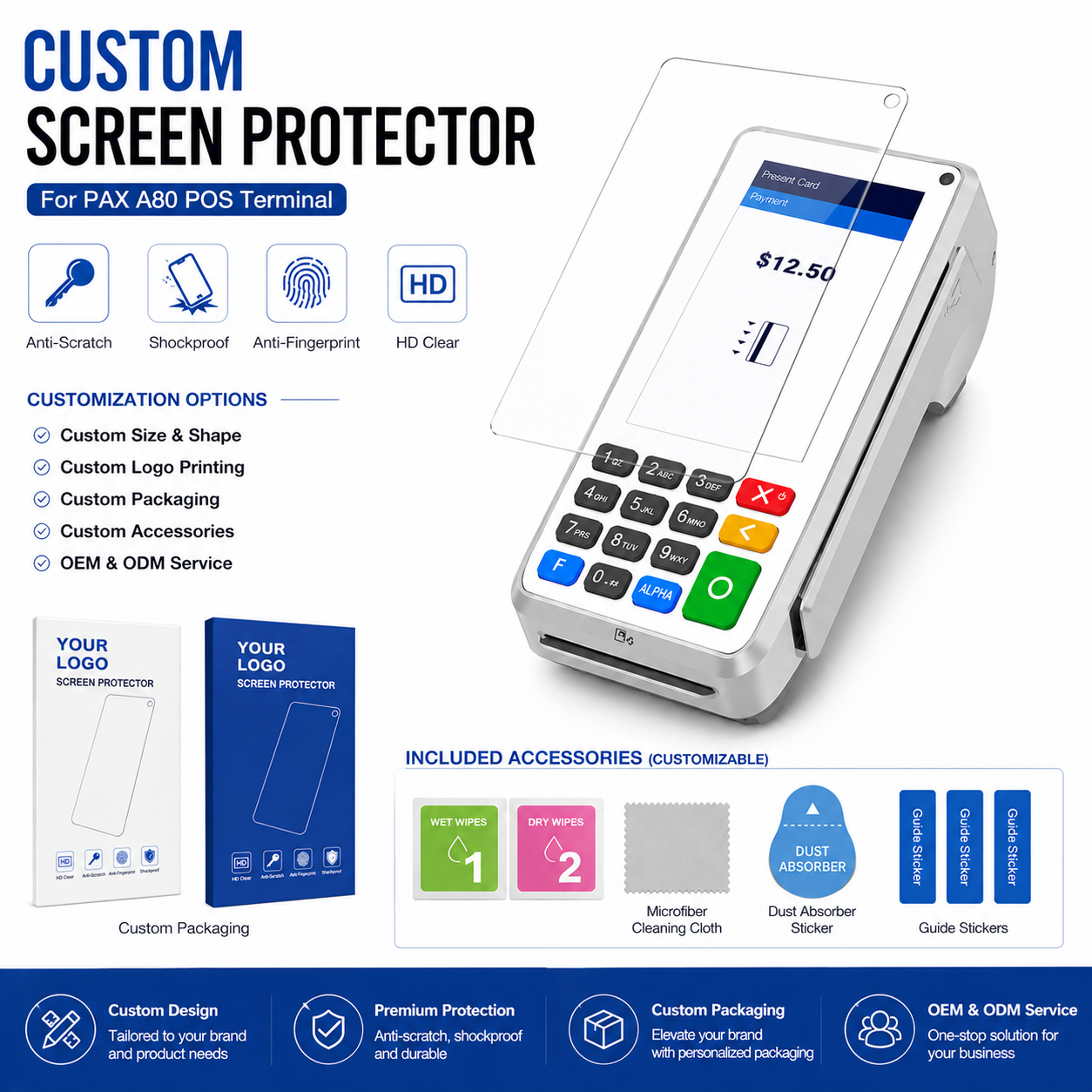 PAX A80 Screen Protector Hydrogel Film Anti-Scratch Anti-Fingerprint POS Terminal Protection PAX A80 Screen Protector Hydrogel Film Anti-Scratch Anti-Fingerprint POS Terminal Protection