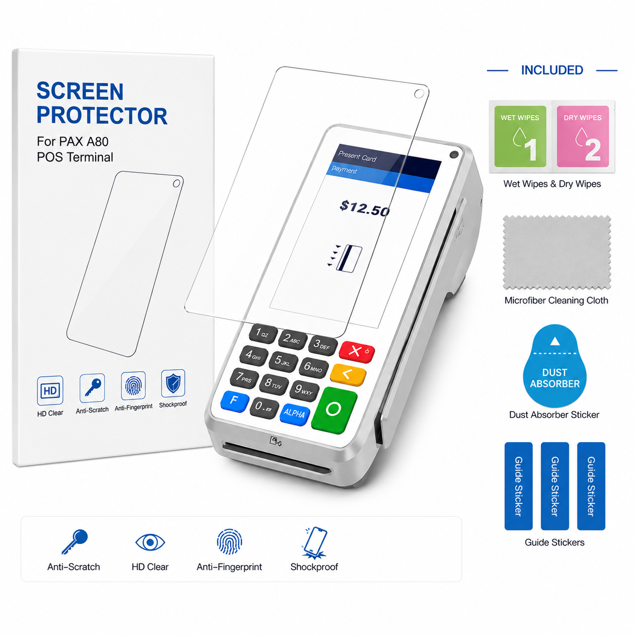 PAX A80 Screen Protector Hydrogel Film Anti-Scratch Anti-Fingerprint POS Terminal Protection PAX A80 Screen Protector Hydrogel Film Anti-Scratch Anti-Fingerprint POS Terminal Protection