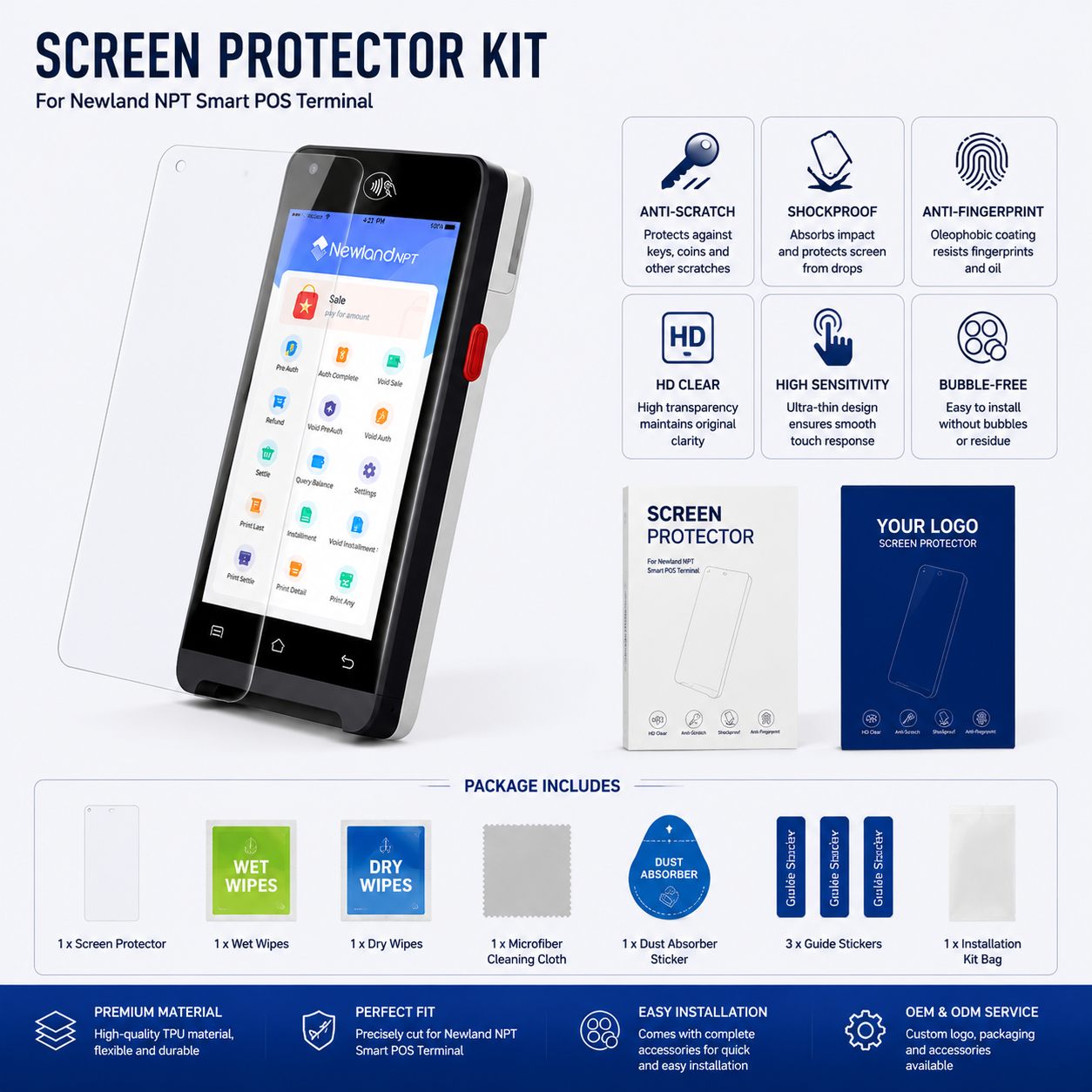 OEM Hydrogel Screen Protector for Newland N750 Payment Terminal Custom Protective Film Manufacturer OEM Hydrogel Screen Protector for Newland N750 Payment Terminal Custom Protective Film Manufacturer