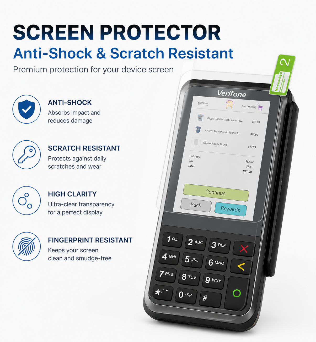 Custom Verifone V400M Screen Protector Anti-Scratch Anti-Shock Hydrogel Protective Film Custom Verifone V400M Screen Protector Anti-Scratch Anti-Shock Hydrogel Protective Film