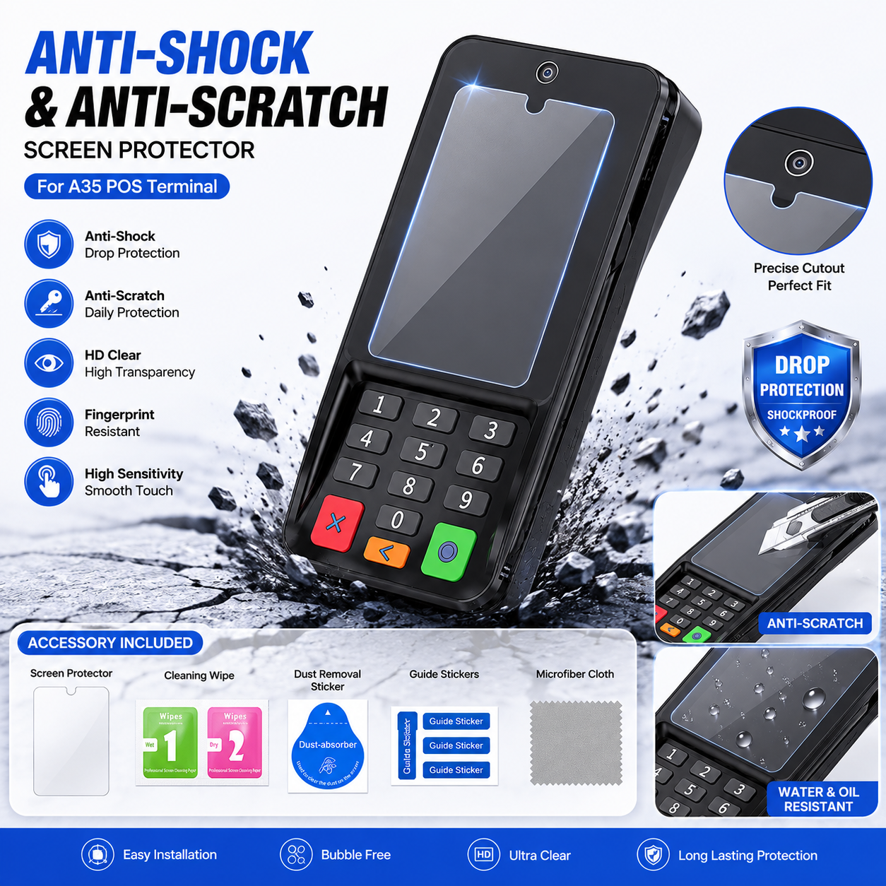 Custom Hydrogel Screen Protector for PAX A35 POS Terminal Anti-Scratch HD Clear Protective Film