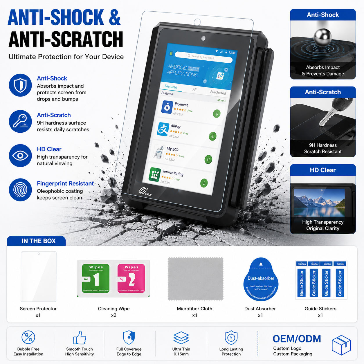 Custom Hydrogel Screen Protector for PAX IM30 POS Terminal Anti-Scratch HD Clear Protective Film Custom Hydrogel Screen Protector for PAX IM30 POS Terminal Anti-Scratch HD Clear Protective Film