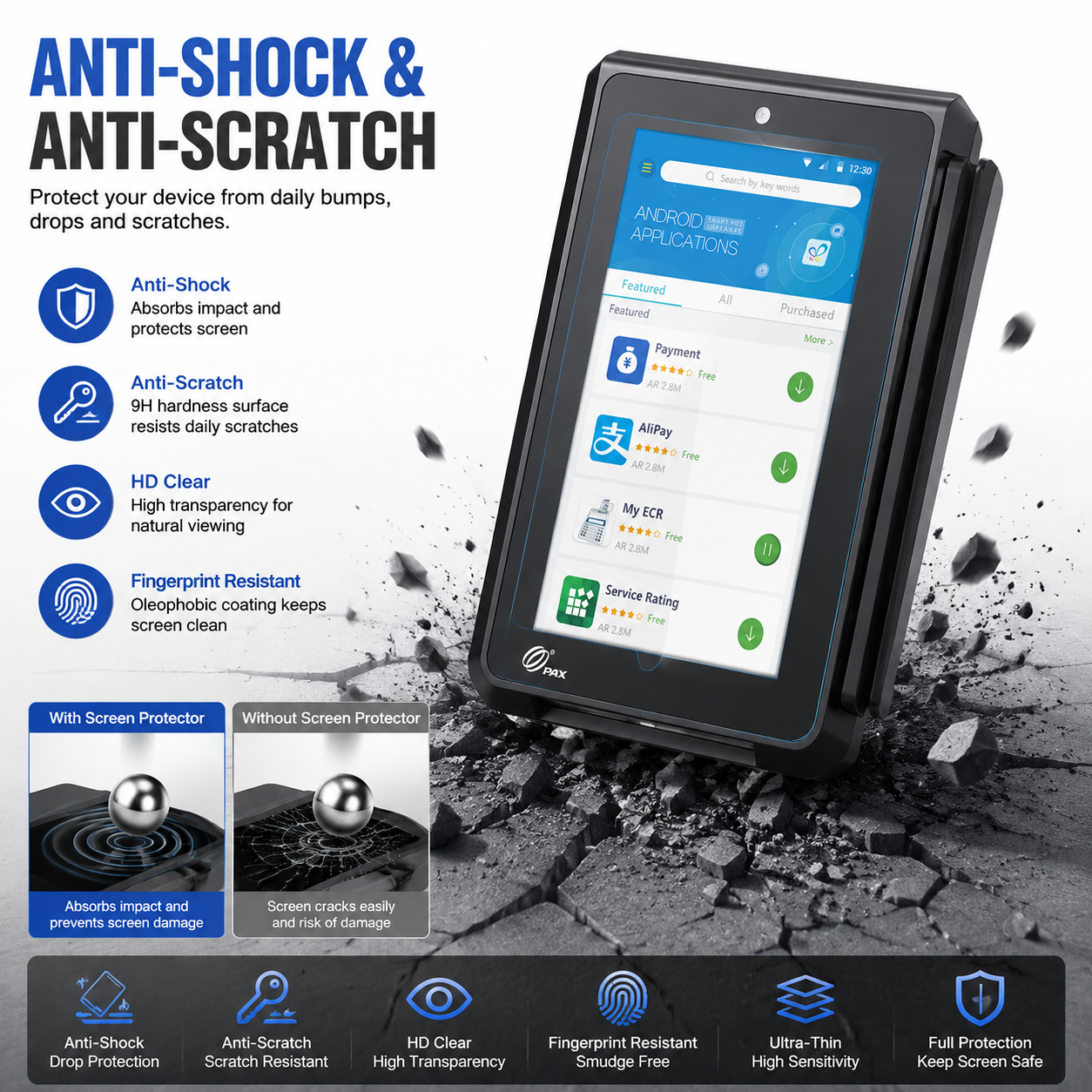 Custom Hydrogel Screen Protector for PAX IM30 POS Terminal Anti-Scratch HD Clear Protective Film Custom Hydrogel Screen Protector for PAX IM30 POS Terminal Anti-Scratch HD Clear Protective Film