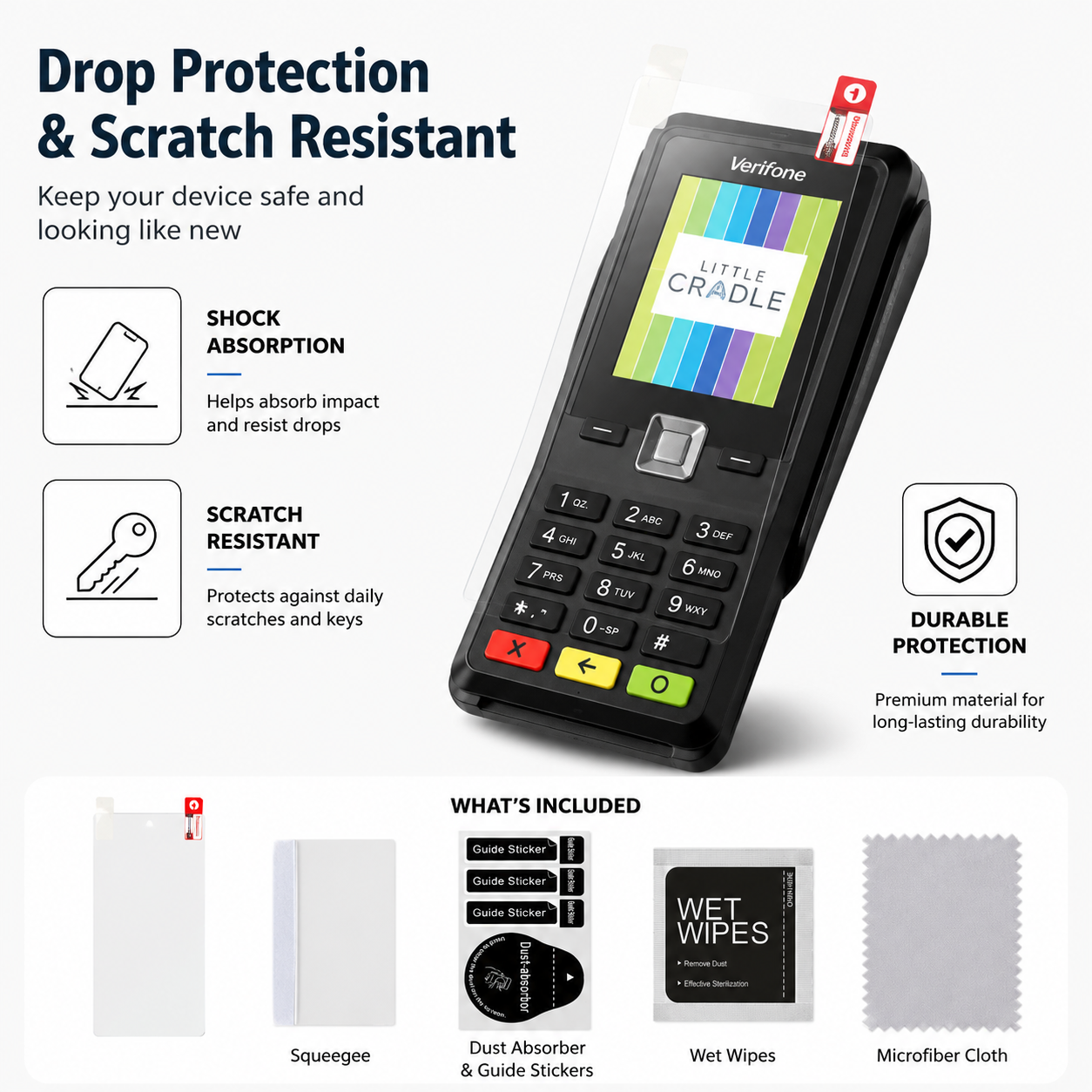 Custom Hydrogel Screen Protector for Verifone V200C POS Terminal Anti-Scratch Protective Film Custom Hydrogel Screen Protector for Verifone V200C POS Terminal Anti-Scratch Protective Film