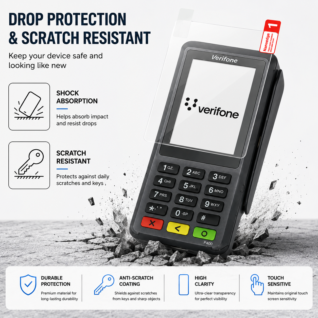 Custom Hydrogel Screen Protector for Verifone P400 POS Terminal Anti-Scratch Protective Film
