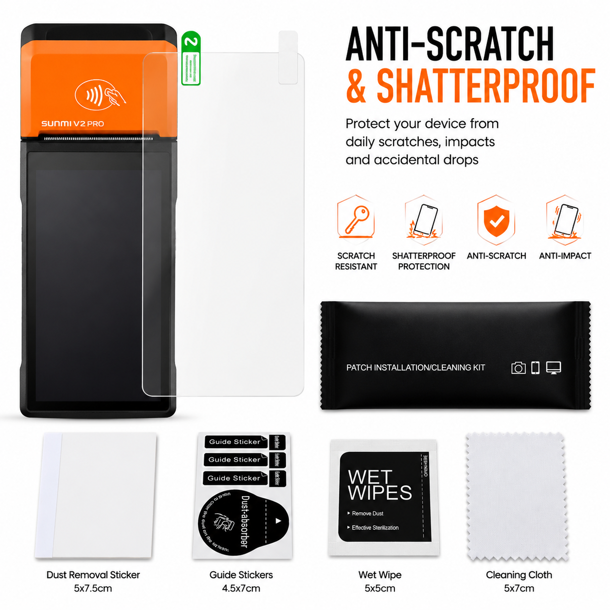 Sunmi V2 Pro Screen Protector HD Clear Anti-Scratch Protective Film for Sunmi V2 Pro POS Terminal Sunmi V2 Pro Screen Protector HD Clear Anti-Scratch Protective Film for Sunmi V2 Pro POS Terminal