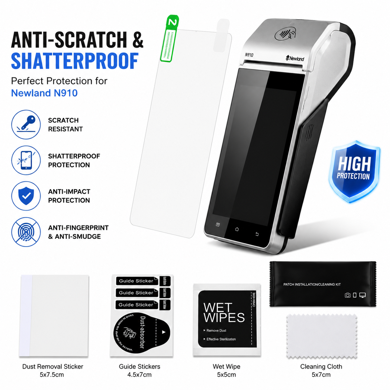 Custom Screen Protector for Newland N910 Smart POS Terminal HD Clear Anti-Scratch Protective Film