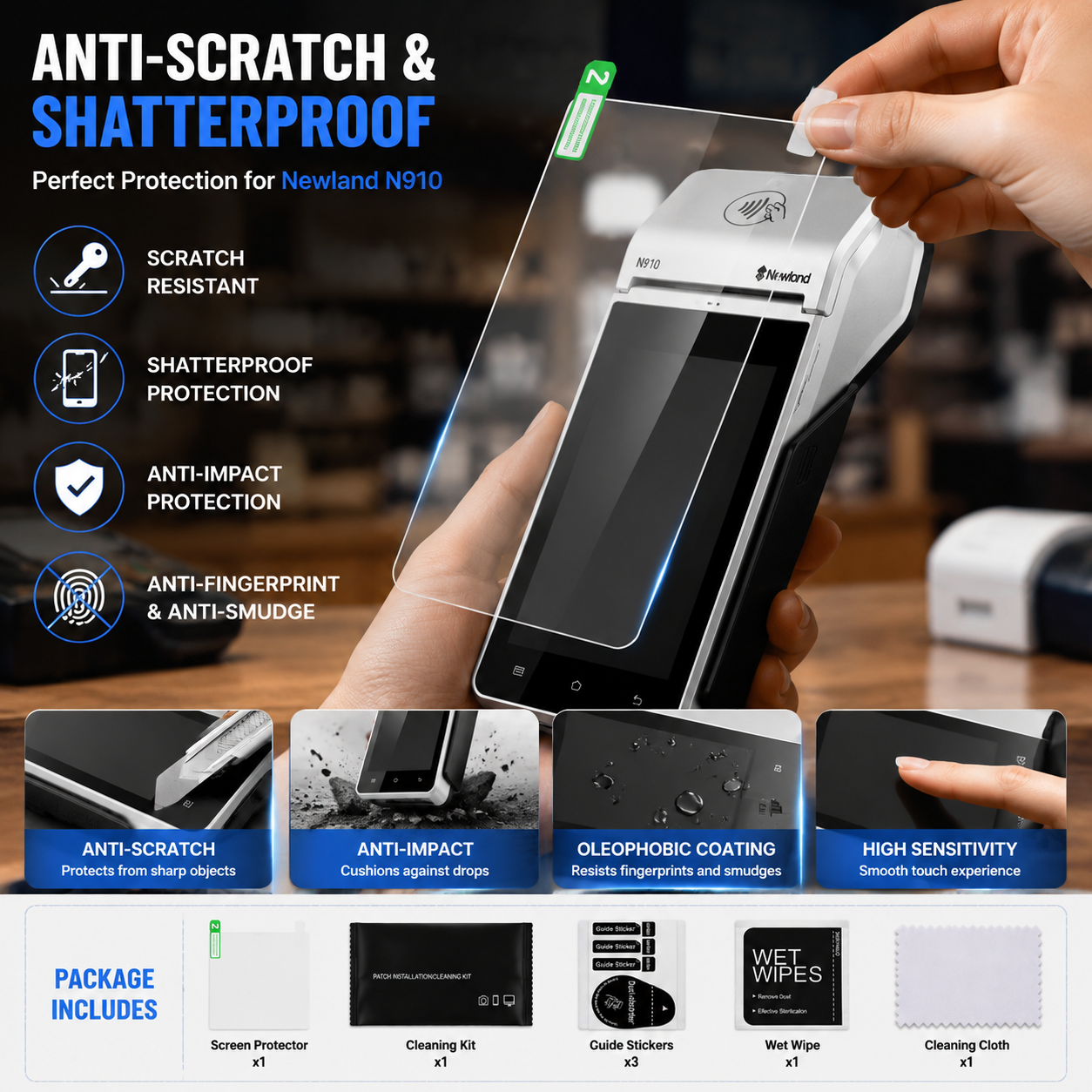 Custom Screen Protector for Newland N910 Smart POS Terminal HD Clear Anti-Scratch Protective Film Custom Screen Protector for Newland N910 Smart POS Terminal HD Clear Anti-Scratch Protective Film